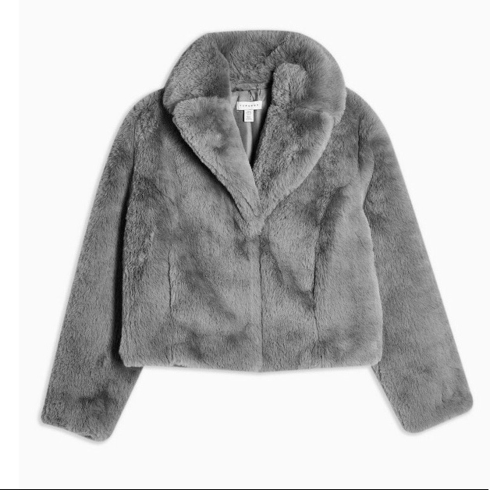 Grey faux fur coat